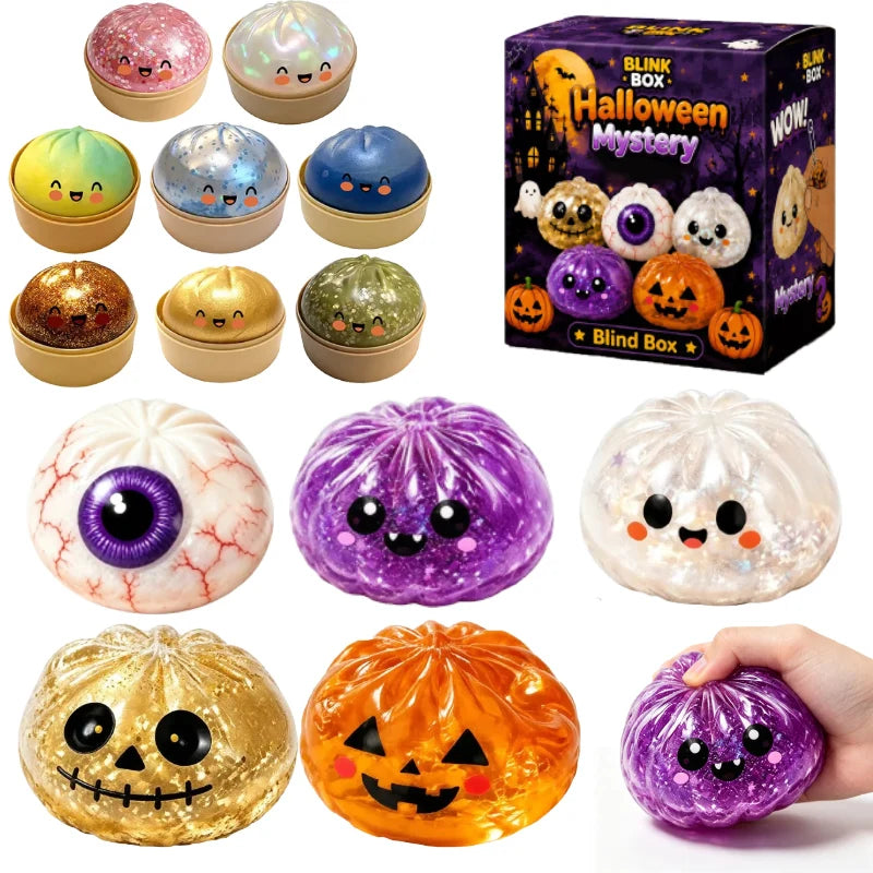 Halloween Ghost Bun Squishy – Slow-Rising Jelly Stress Relief Fidget Toy, 5.5 cm with Gift Box