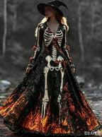 Women's Gothic Skull & Rose Maxi Dress – photo 4
