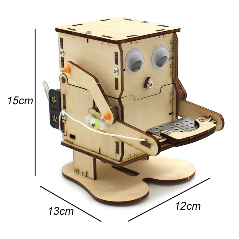 DIY Coin-Eating Robot Wooden Model Kit – stem kit photo 5