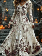 Women's Gothic Skull & Rose Maxi Dress – photo 19