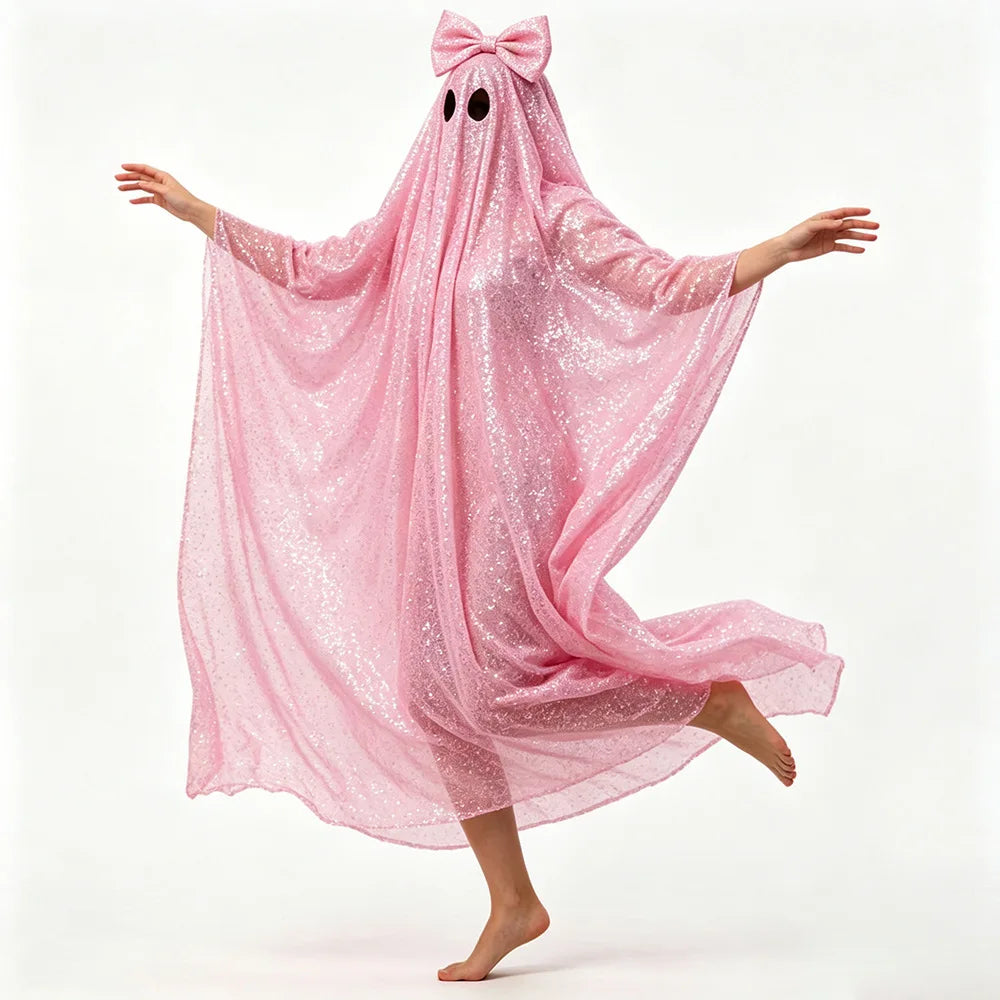 Women's Glitter Ghost Costume Cape – photo 8