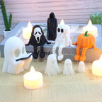 Halloween 3D-Printed Pumpkin & Ghost Figurine – Movable-Leg Desk Toy & Spooky Table Decor, 4.5 cm