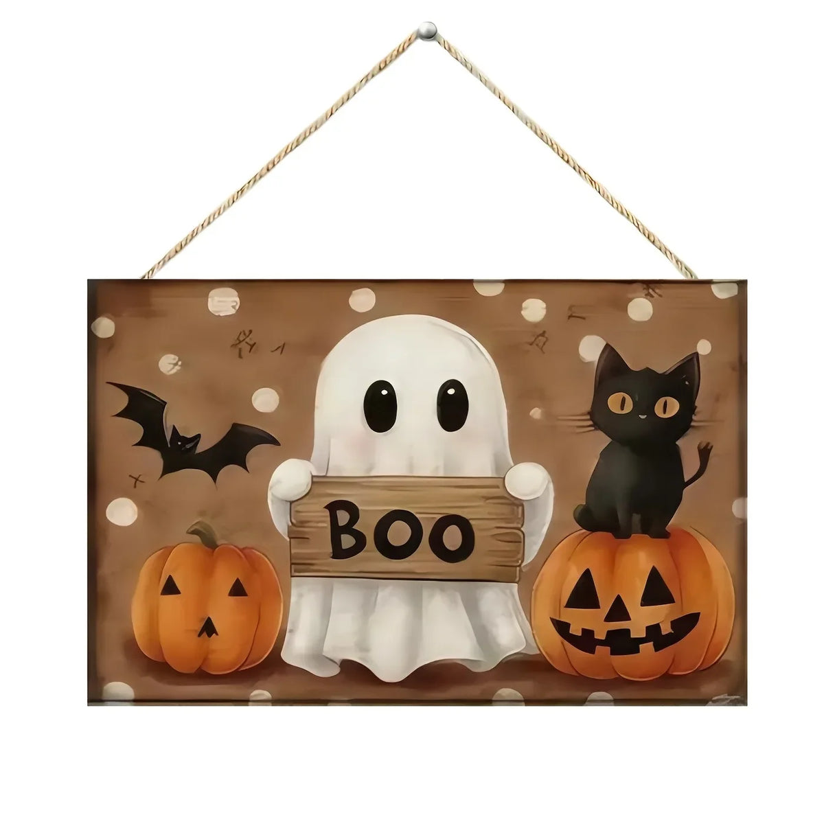 Black Cat Happy Halloween Wooden Door Sign – halloween decor photo 9