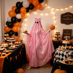 Women's Glitter Ghost Costume Cape – Sparkly Hooded Ghost Robe with Big Bow, White, Pink or Red