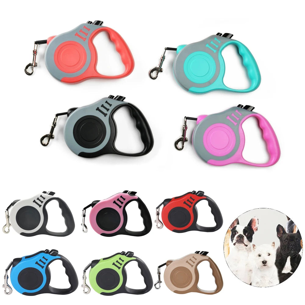 Retractable Dog Leash 3m / 5m – Automatic Nylon Lead with One-Button Lock for Small & Medium Dogs & Cats