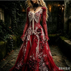 Women's Gothic Skull & Rose Maxi Dress – photo 8