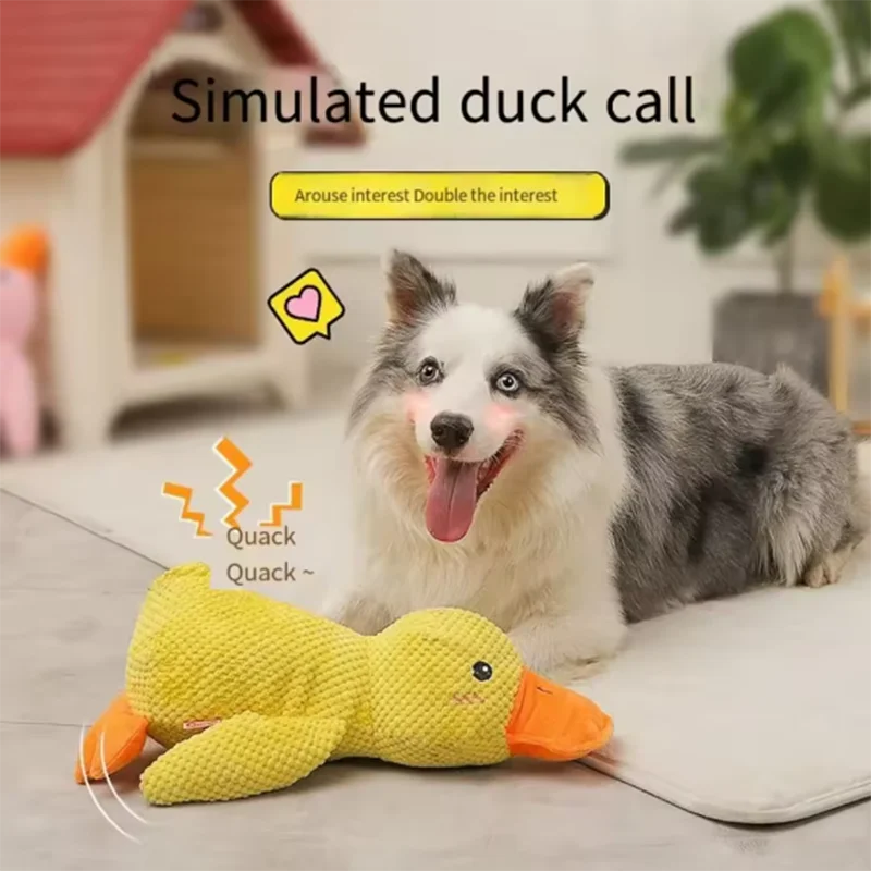Yellow Duck Plush Dog Toy – photo 2