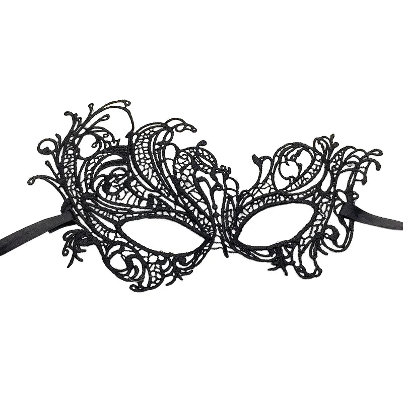 Black Lace Venetian Masquerade Eye Mask – costume mask photo 2