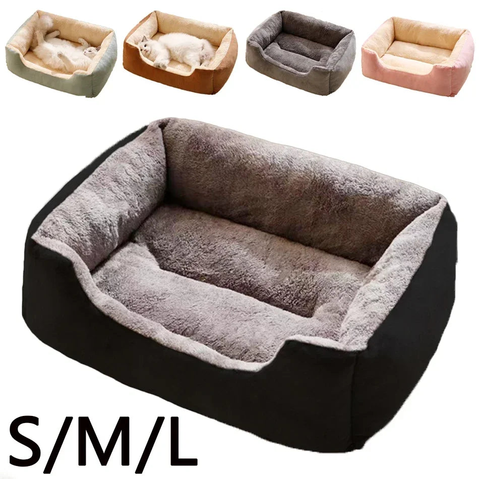 Soft Plush Cat Bed Basket – Cozy Breathable Pet Cushion Bed for Cats & Small Dogs, S/M/L