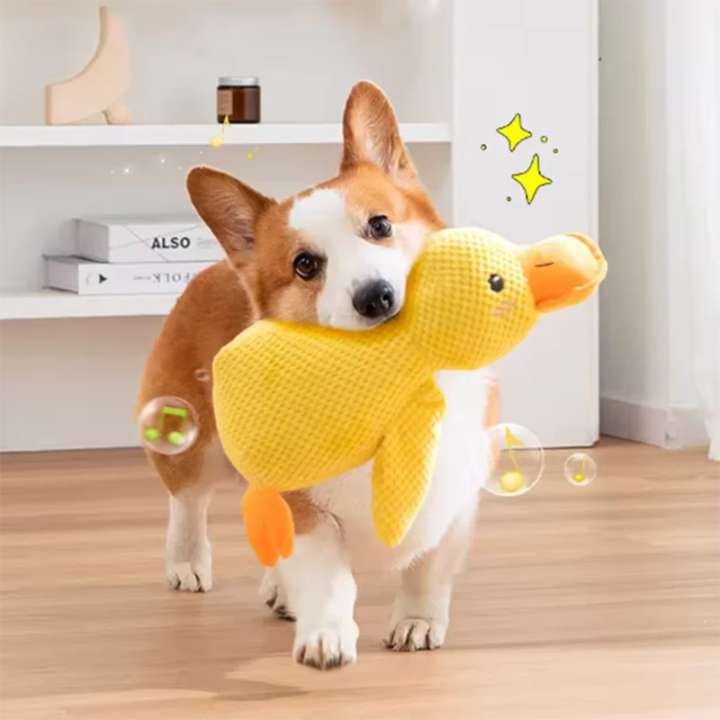 Yellow Duck Plush Dog Toy – photo 3