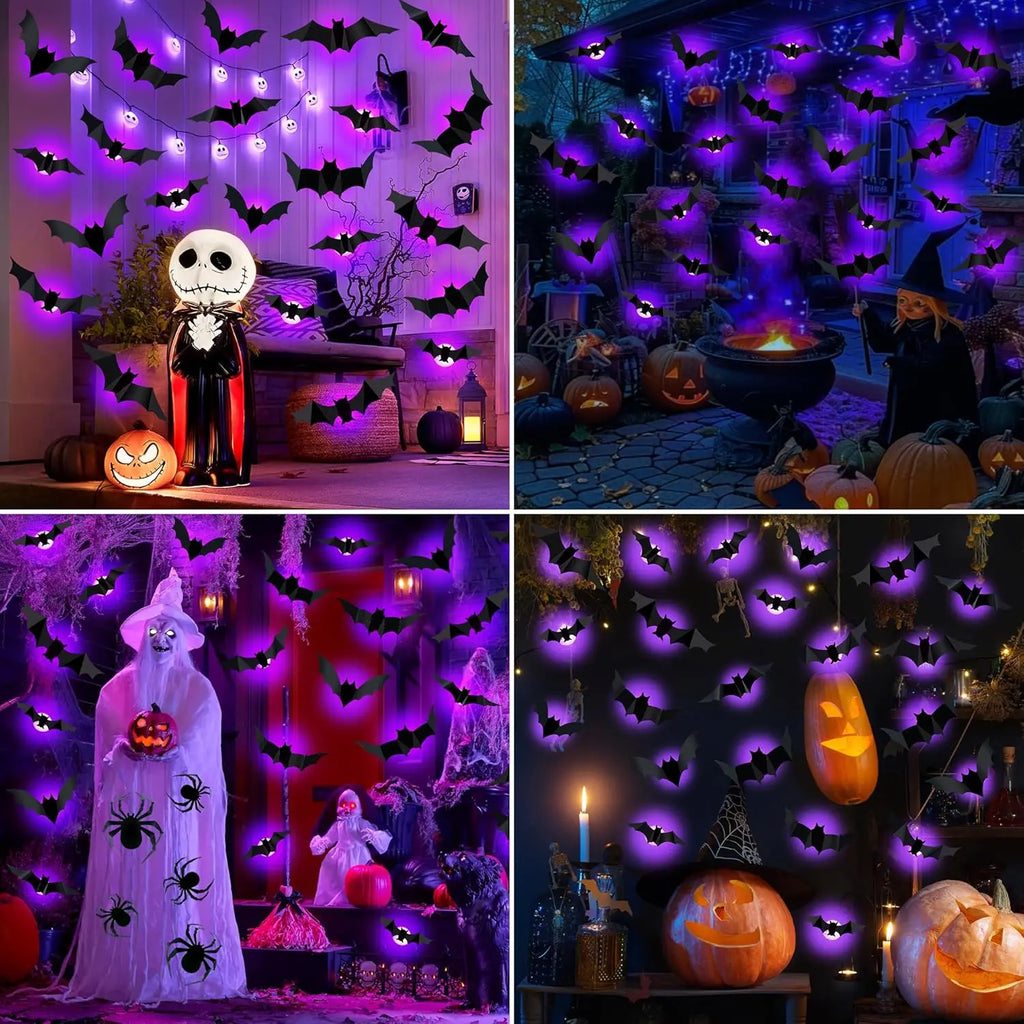 Halloween LED 3D Bat & Spider Wall Stickers – halloween decor photo 6