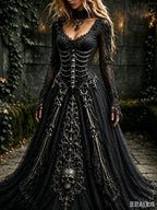 Women's Gothic Skull & Rose Maxi Dress – photo 18