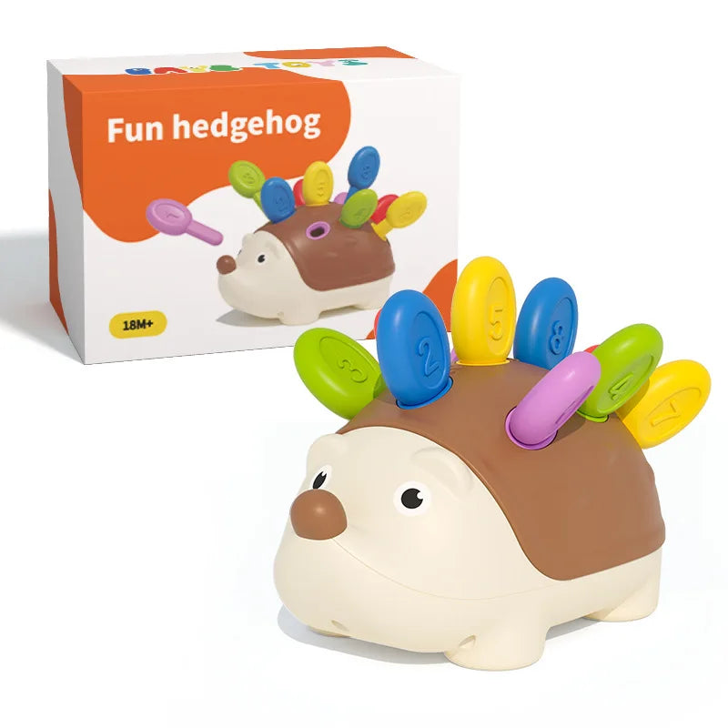 Montessori Hedgehog Fine Motor Toy – Counting & Color Sorting Peg Game for Toddlers, Gift Boxed