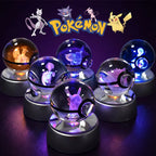 Pokémon 3D Crystal Ball Night Light – Glass Character Ball with Color-Changing LED Base, 38 Characters