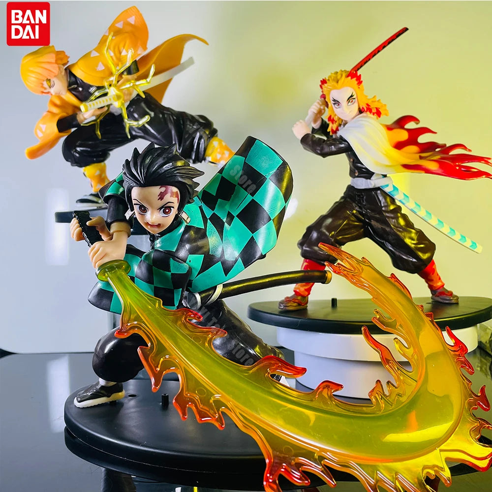 Demon Slayer Anime Figures – Tanjiro, Zenitsu & Rengoku PVC Collectible Figures, 3 Styles