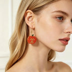 Funny Pumpkin Earrings – Cute Halloween Jack-O'-Lantern Dangle Drop Earrings for Women