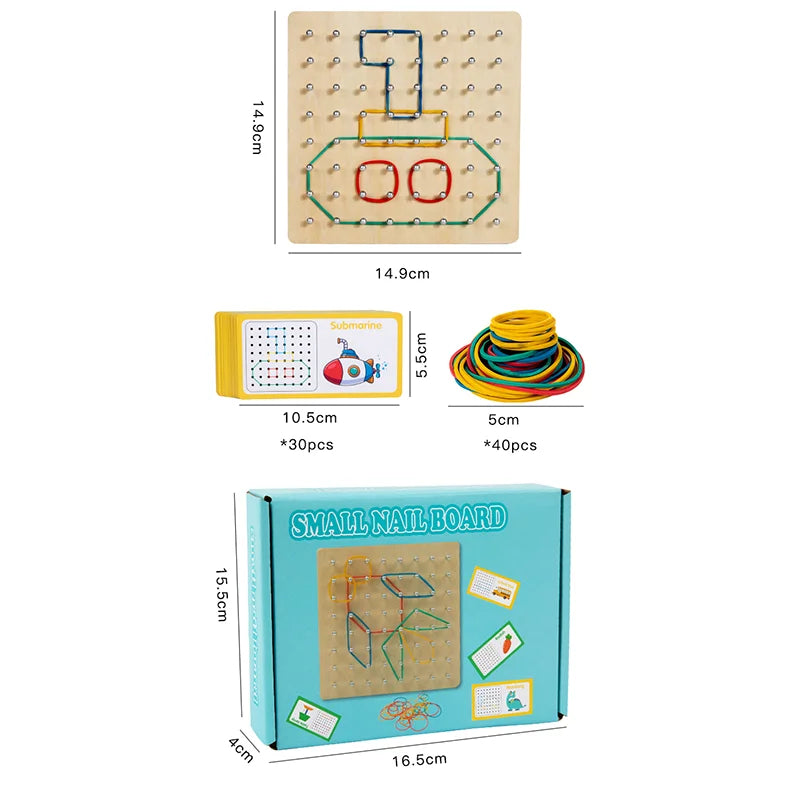 Wooden Geoboard with Pattern Cards – educational toy photo 6