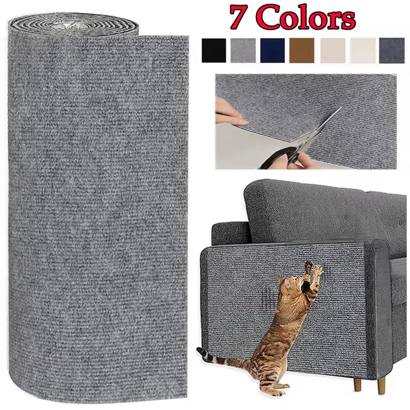 Self-Adhesive Cat Scratcher Mat – Trimmable Sofa & Furniture Protector Scratch Pad, 7 Colors