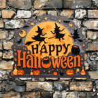 Black Cat Happy Halloween Wooden Door Sign – halloween decor photo 8
