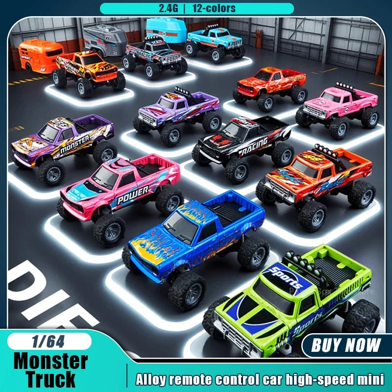 HB09 & HB10 1:64 Mini Alloy RC Car – 2.4G Rechargeable Pocket Racer with Lights, 3 Speeds, 60+ Min Play