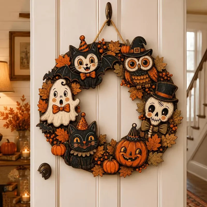 Black Cat Happy Halloween Wooden Door Sign – halloween decor photo 7