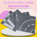 City Road Baseplate for Building Bricks – Street & Traffic Road Plate Compatible with Major Brick Brands, 4 Styles