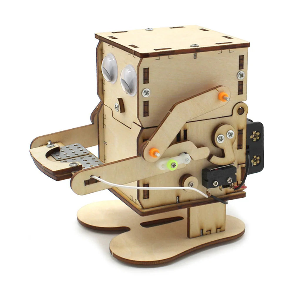 DIY Coin-Eating Robot Wooden Model Kit – stem kit photo 2