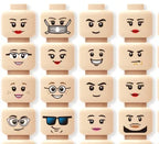 Minifigure Face Heads for Building Bricks – 10-Piece Pack, Compatible with Major Brick Brands, 59 Designs