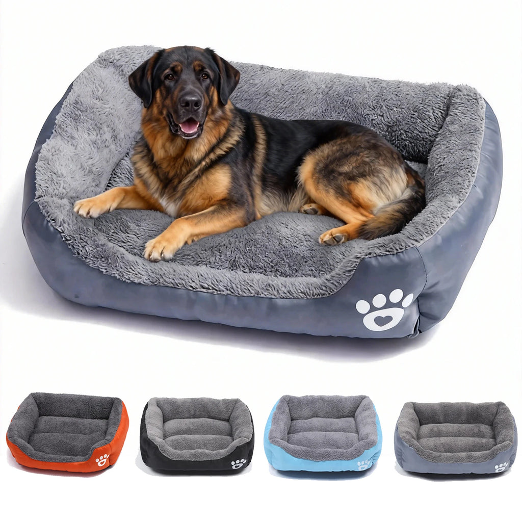 Square Dog Sofa Bed – Soft Plush Washable Pet Bed with Raised Sides for Dogs & Cats, 6 Sizes
