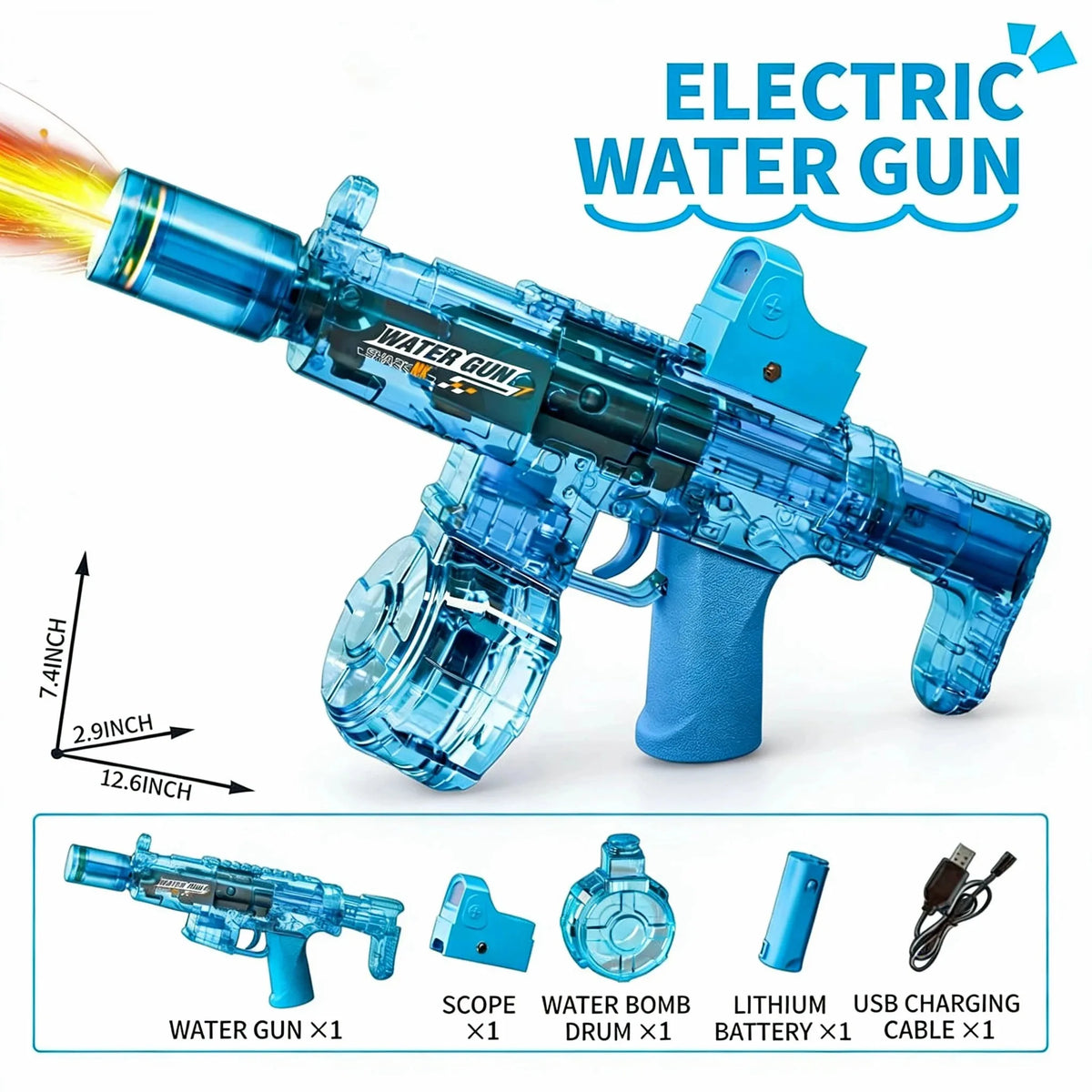 Electric Water Gun with Recoil & LED Lights – photo 12