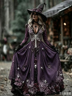 Women's Gothic Skull & Rose Maxi Dress – photo 17
