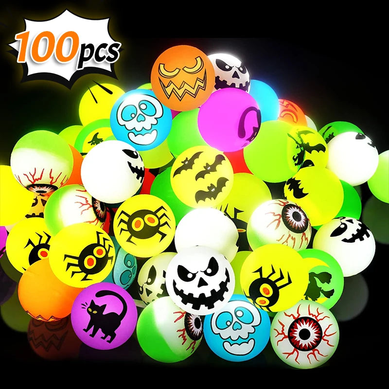 Glow-in-the-Dark Halloween Bouncing Balls – Trick-or-Treat Goodie Bag Fillers, 10 to 100 Pack