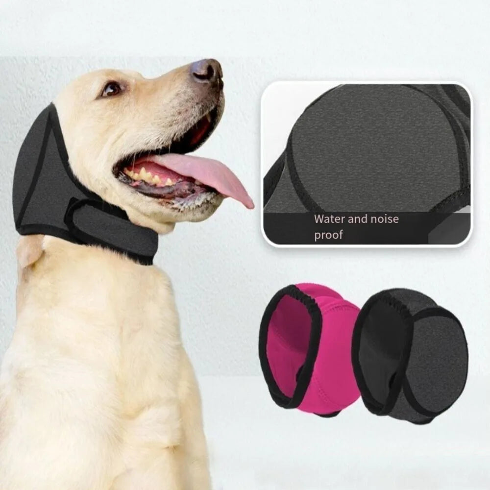 Dog Calming Ear Muffs – Noise-Reducing Hood for Thunderstorms, Fireworks & Grooming | Adjustable Soft Ear Cover, S/M/L
