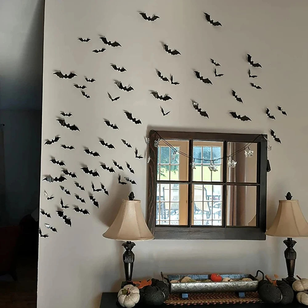 3D Black Bat Wall Stickers – halloween decor photo 3