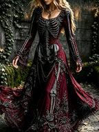 Women's Gothic Skull & Rose Maxi Dress – photo 6