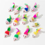Plush Mouse Cat Toys – Soft Interactive Mice with Feather Tail for Kittens & Indoor Cats, 1 to 10 Pack