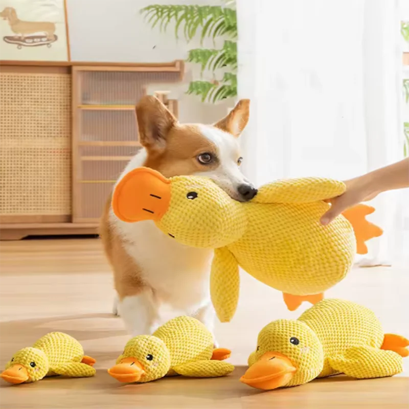 Yellow Duck Plush Dog Toy – Soft Squeaky Cuddle Buddy for Dogs, Small, Medium & Large