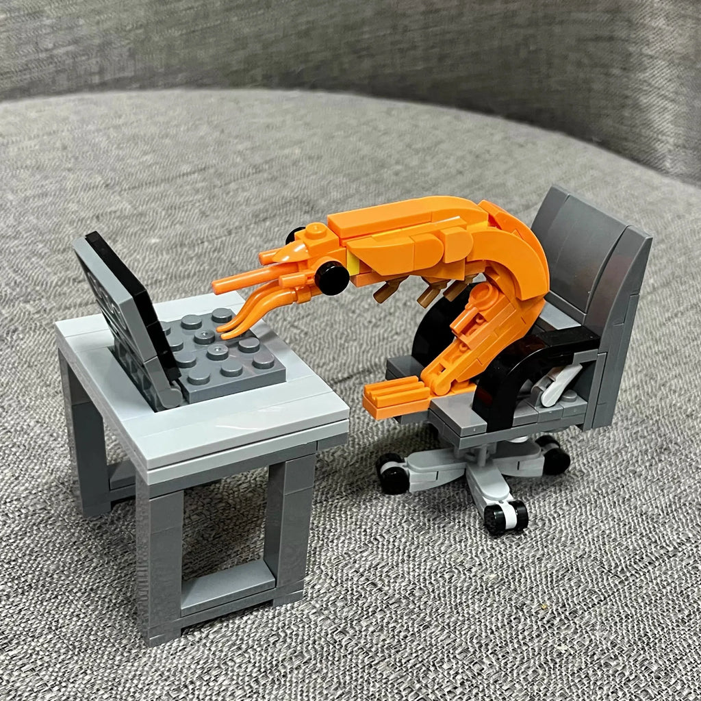 MOC Shrimp Building Block Figure – Funny Creative Brick Model Kit with Digital Instructions