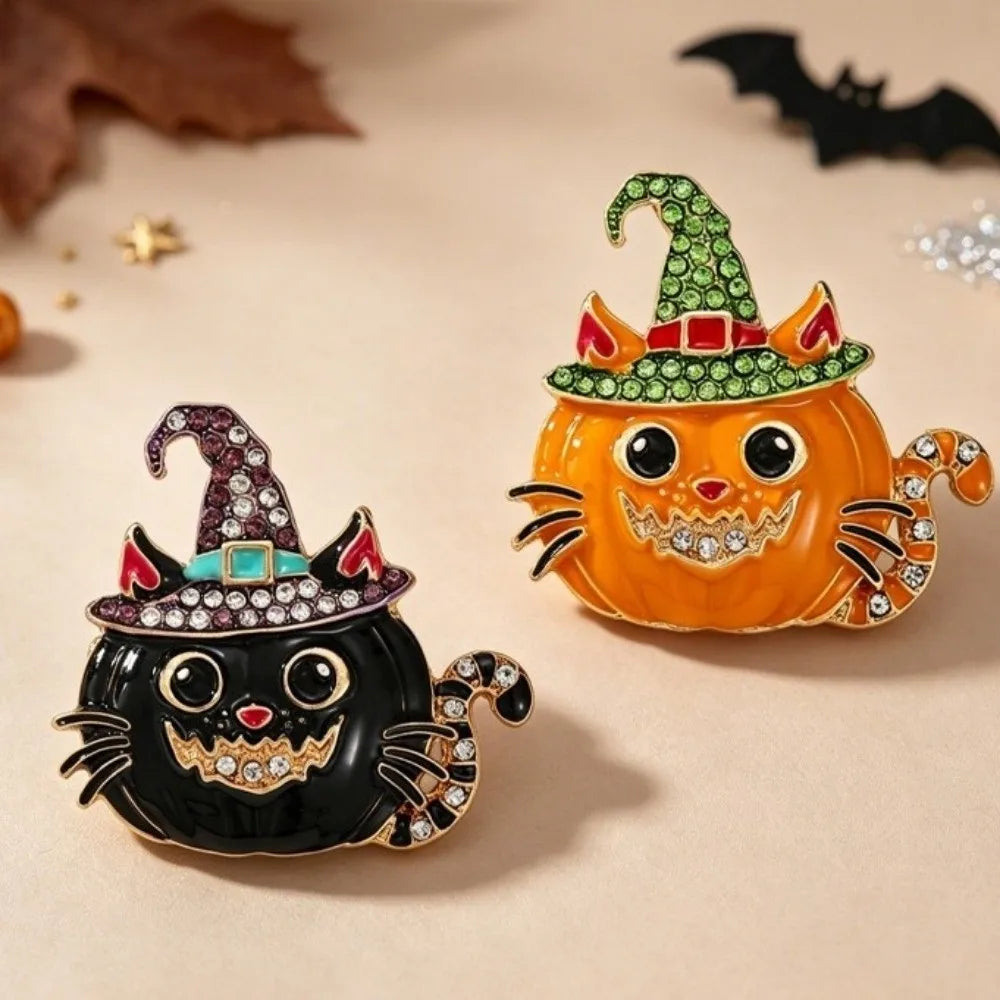 Halloween Pumpkin Cat Brooch Pin – photo 2