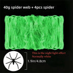 Glow-in-the-Dark Stretch Spider Web with Spiders – halloween decor photo 9