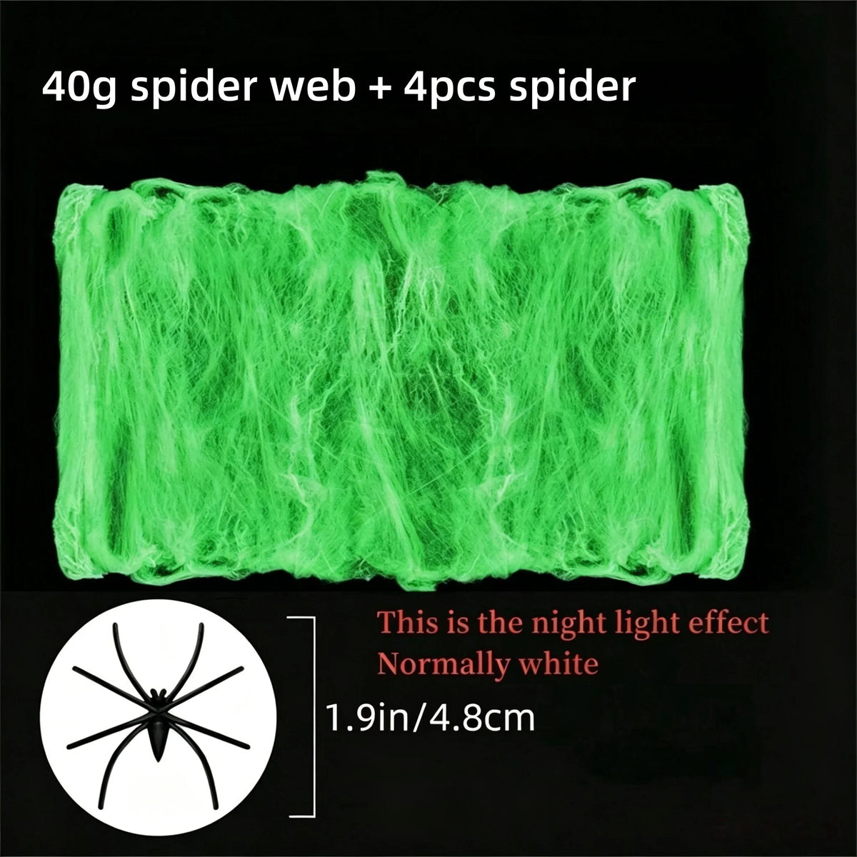 Glow-in-the-Dark Stretch Spider Web with Spiders – halloween decor photo 9