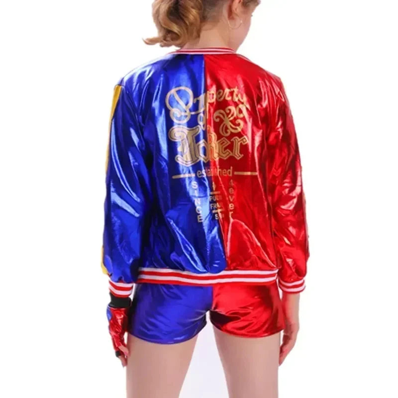 Harley Quinn Kids Cosplay Costume Set – T-Shirt, Jacket, Shorts & Wig Options, Halloween Dress-Up, 95–155 cm
