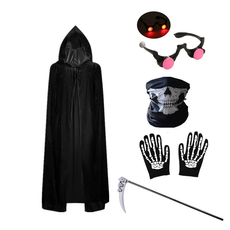 Kids Grim Reaper Costume with Glowing Red Eyes – kids costume photo 7