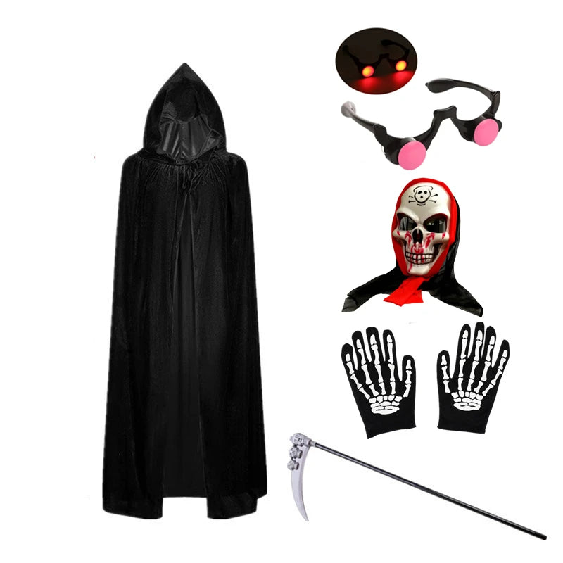 Kids Grim Reaper Costume with Glowing Red Eyes – kids costume photo 8