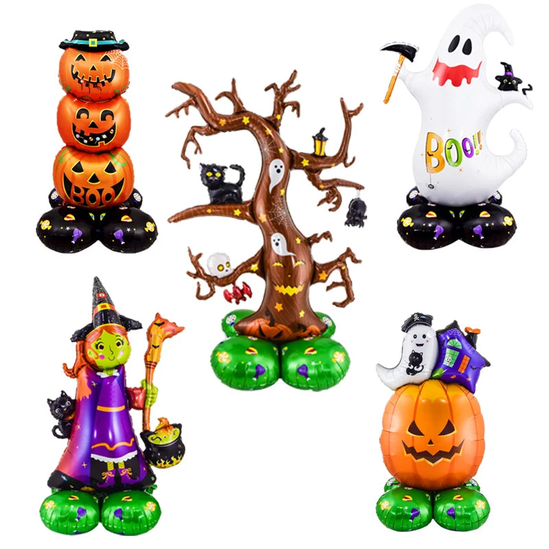 Giant Foil Party Balloons – Standing Halloween Ghost, Pumpkin & Skull Plus Christmas Santa & Snowman Designs