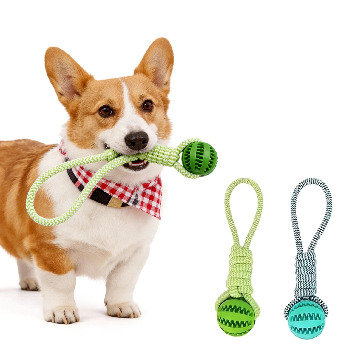 Dog Rope Tug Toy with Treat-Dispensing Ball – Interactive Chew & Teeth Cleaning Toy for Puppies, Small & Medium Dogs