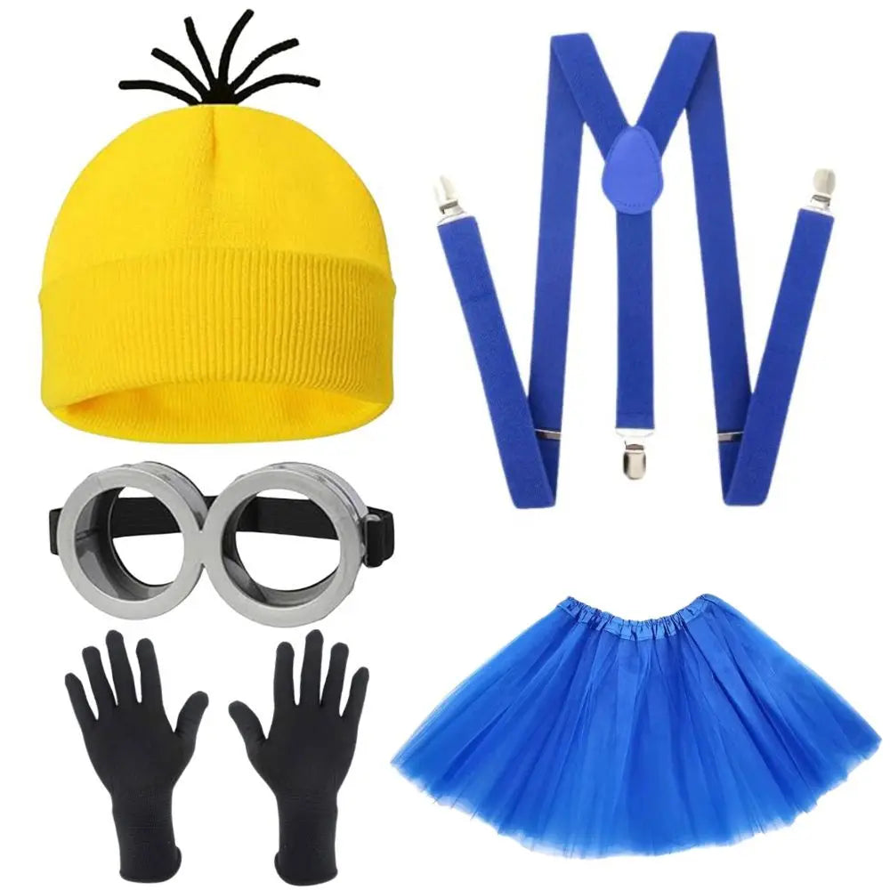 Yellow Beanie, Goggles & Gloves Cartoon Costume Set – Easy Halloween Dress-Up for Kids & Adults