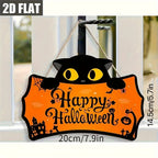 Black Cat Happy Halloween Wooden Door Sign – halloween decor photo 4