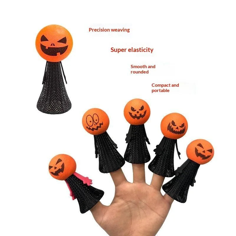 Halloween Bouncing Pumpkin Finger Toys – Press & Bounce Party Favors & Mini Decor, 2 or 5 Pack