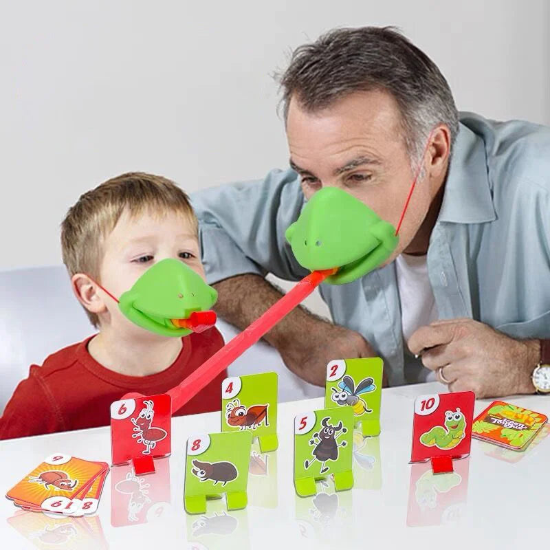 Frog Tongue Card Game – Funny Lizard Mask Tongue-Flicking Party Game for Kids & Family, 2 or 4 Players